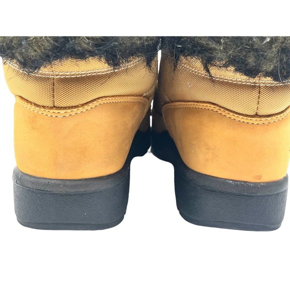Timberland Tan Leather Faux Fur Cuff Ankle Winter Snow Boots Youth Size 4 - Picture 9 of 16